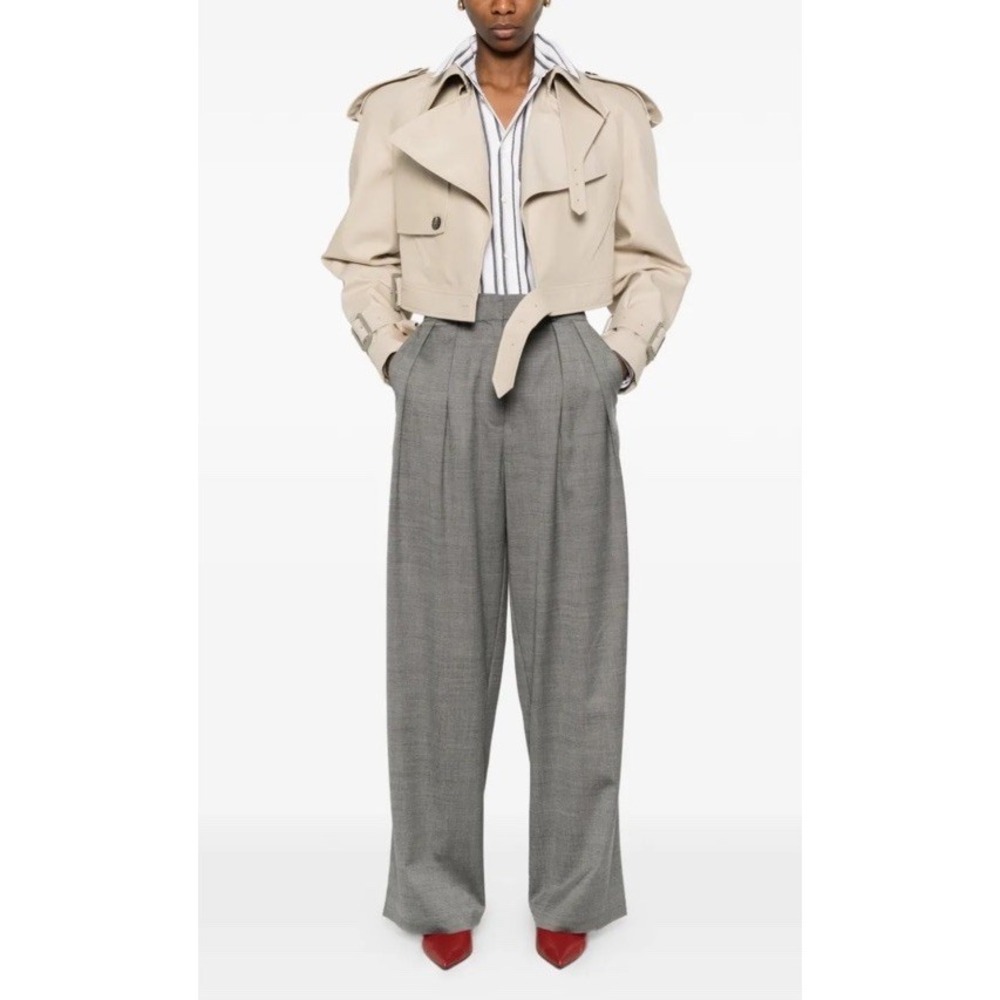 THE FRANKIE SHOP Pleated Trousers Gray Dress Pants Wool Viscose Women's M